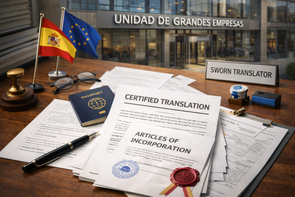 ¿QUÉ TRADUCCIONES JURADAS SE NECESITAN PARA ACREDITAR UNA EMPRESA EXTRANJERA ANTE LA UNIDAD DE GRANDES EMPRESAS?